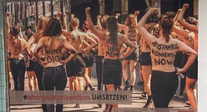 FEMEN’den İstanbul Sözleşmesi eylemi