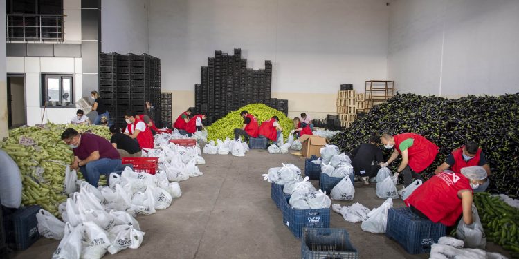 MERSİN BÜYÜKŞEHİR, ÜRETİCİNİN ELİNDE KALAN SEBZELERİ DAR GELİRLİ VATANDAŞLARA ULAŞTIRIYOR