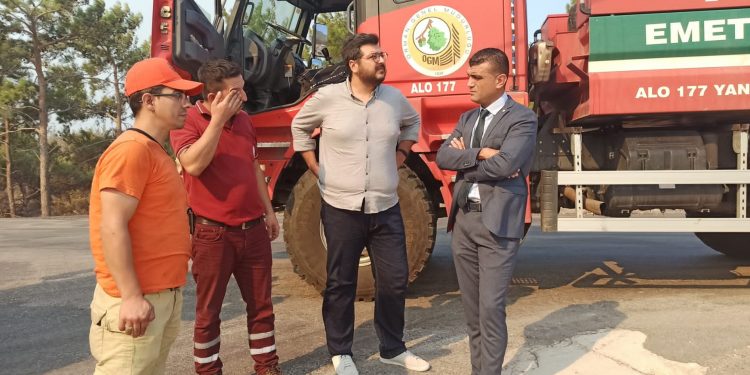 Baro Başkanı Özdemir yangın bölgesinde incelemelerde bulundu