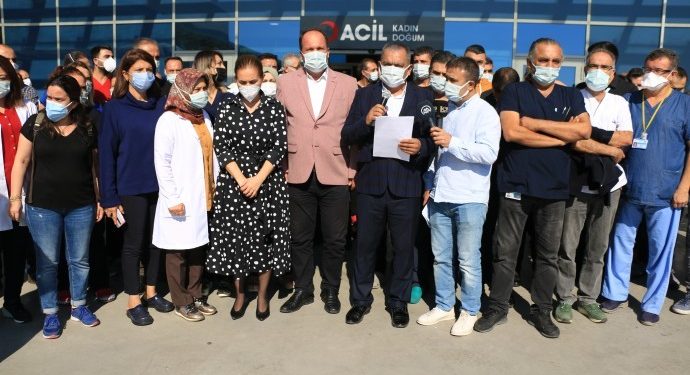 Mersin’de hastanedeki şiddet protesto edildi