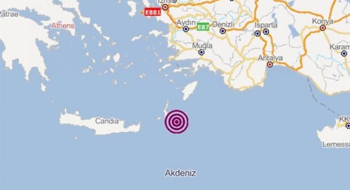 Akdeniz’de 5.3 büyüklüğünde deprem