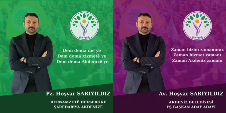 DEM Parti Akdeniz Belediyesi Eşbaşkan aday adayı Hoşyar SARIYILDIZ: Halkımızın mücadelesine layık olmak için gece gündüz çalışacağız